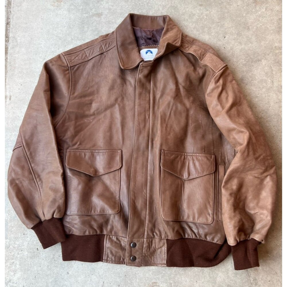 Vintage PARAMOUNT FILMS LEATHER JACKET BOMBER Men’s Size Large Made in USA